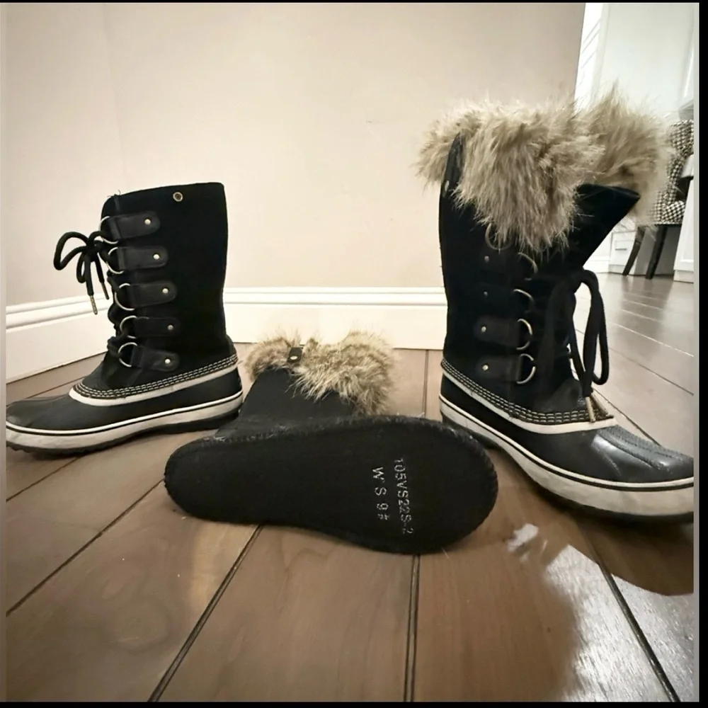 SOREL Joan of Arctic™ Waterproof Black Suede Boot Snow-Rain Boot, Size 9